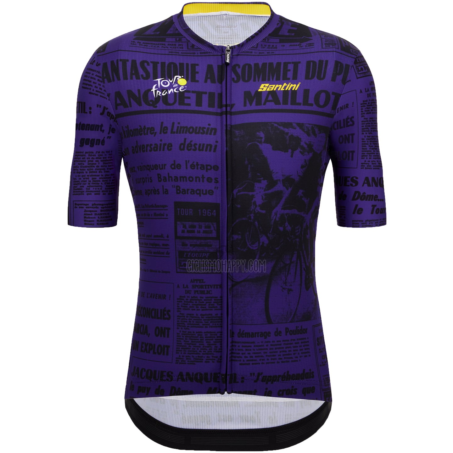 Tour de France Cycling Jersey Bib Short 2023 Men Short Sleeve Purple Black
